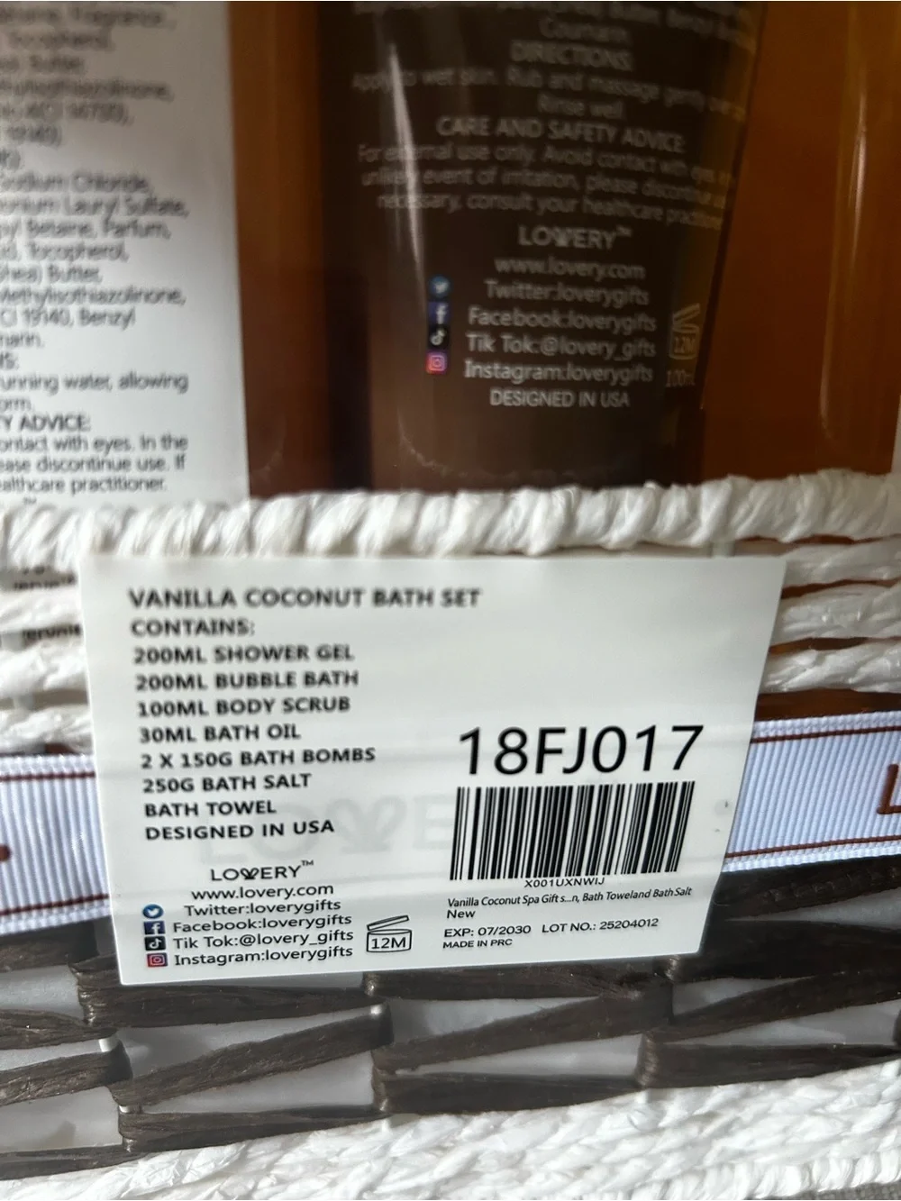 Love Vanilla Coconut Bath & Body Gift Basket - Cream, Yellow, Brown